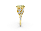 Yellow gold Fancy Yellow Marquise  Diamond Halo Ring with Marquise and Pavé Band in Prong Setting_2