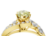 Yellow gold Fancy Yellow Marquise  Diamond Halo Ring with Marquise and Pavé Band in Prong Setting_4