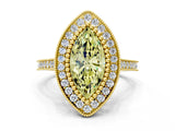 Yellow gold Fancy Yellow Marquise  Diamond Halo Ring with Milgrain Frame and Pavé Band_23