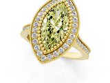 Yellow gold Fancy Yellow Marquise  Diamond Halo Ring with Milgrain Frame and Pavé Band_24