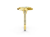 Yellow gold Fancy Yellow Marquise  Diamond Halo Ring with Milgrain Frame and Pavé Band_25