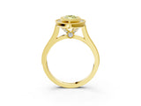 Yellow gold Fancy Yellow Marquise  Diamond Halo Ring with Milgrain Frame and Pavé Band_26