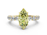 Yellow gold Fancy Yellow Marquise  Diamond Pavé Band Solitaire with Four-Prong Setting