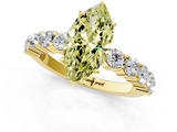 Yellow gold Fancy Yellow Marquise  Diamond Pavé Band Solitaire with Four-Prong Setting_1