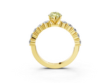 Yellow gold Fancy Yellow Marquise  Diamond Pavé Band Solitaire with Four-Prong Setting_3