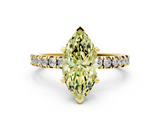 Yellow gold Fancy Yellow Marquise  Diamond Pavé Band Solitaire with Four-Prong Setting