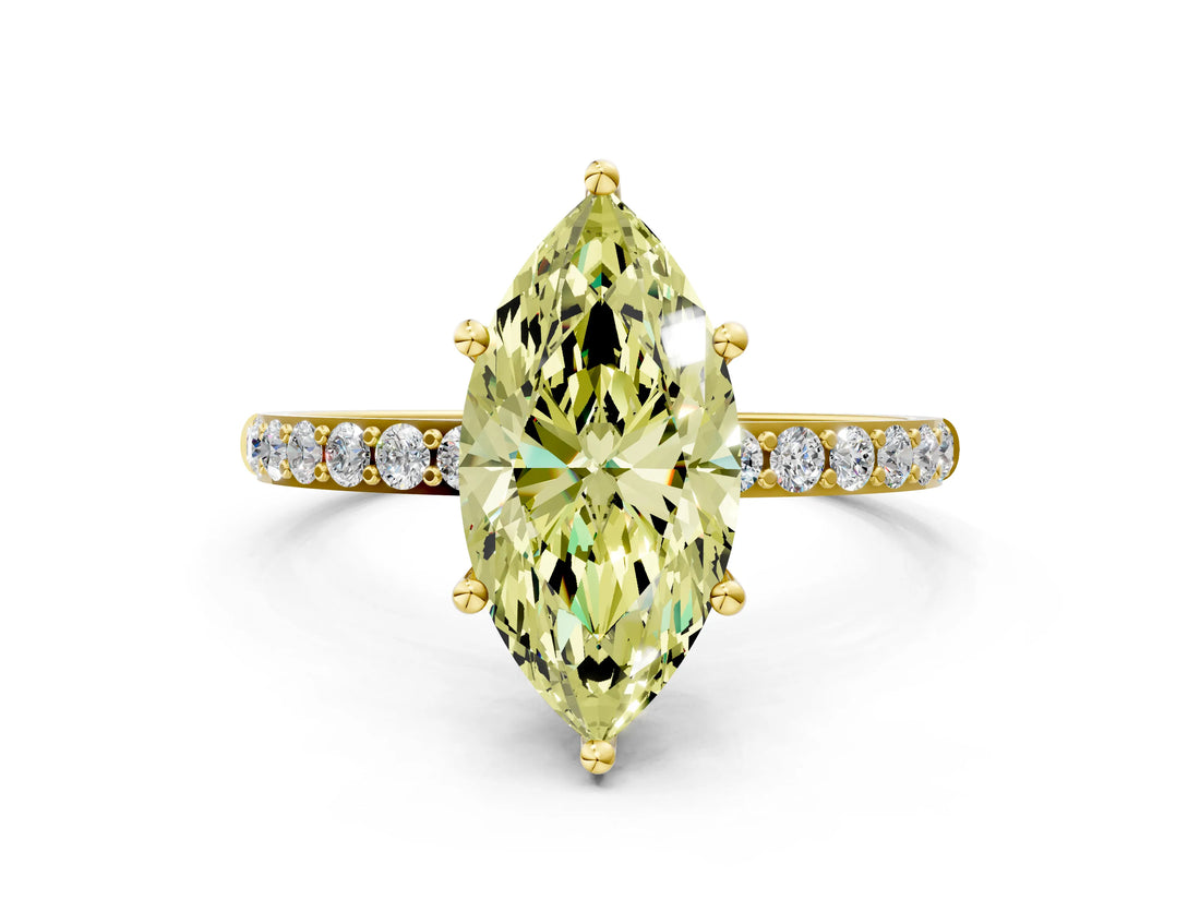 Yellow gold Fancy Yellow Marquise  Diamond Pavé Band with Six-Prong Setting_19