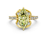 Yellow gold Fancy Yellow Marquise  Diamond Pave Band with Floral Prong Setting_27
