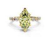 Yellow gold Fancy Yellow Marquise  Diamond Prong Set Engagement Ring with Pave Band