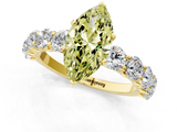 Yellow gold Fancy Yellow Marquise  Diamond Prong Setting with Side Stones on a Pave Band_1