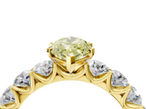 Yellow gold Fancy Yellow Marquise  Diamond Prong Setting with Side Stones on a Pave Band_4