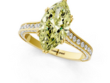 Yellow gold Fancy Yellow Marquise  Diamond Solitaire with Pave Band and Six-Prong Setting_1