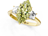 Yellow gold Fancy Yellow Marquise  Diamond Three-Stone Ring with Trapezoid Side Stones and Prong Setting_1