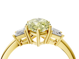 Yellow gold Fancy Yellow Marquise  Diamond Three-Stone Ring with Trapezoid Side Stones and Prong Setting_4