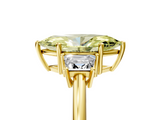 Yellow gold Fancy Yellow Marquise  Diamond Three-Stone Ring with Trapezoid Side Stones and Prong Setting_5