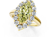 Yellow gold Fancy Yellow Marquise  Halo Cluster Diamond Engagement Ring with Prong Setting and Polished Band_22