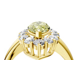 Yellow gold Fancy Yellow Marquise  Halo Cluster Diamond Engagement Ring with Prong Setting and Polished Band_25