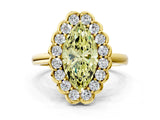 Yellow gold Fancy Yellow Marquise  Halo Cluster Diamond Engagement Ring with Solitaire Band and Prong Setting_52