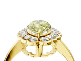 Yellow gold Fancy Yellow Marquise  Halo Cluster Diamond Engagement Ring with Solitaire Band and Prong Setting_56