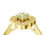 Yellow gold Fancy Yellow Marquise  Halo Diamond Cluster Engagement Ring with Milgrain Bezel Setting and Solitaire Band_43