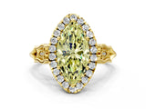 Yellow gold Fancy Yellow Marquise  Halo Diamond Engagement Ring with Filigree Band and Four-Prong Setting_81