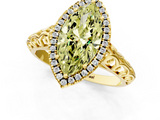 Yellow gold Fancy Yellow Marquise  Halo Diamond Engagement Ring with Intricate Filigree Band and Four-Prong Setting_1