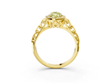 Yellow gold Fancy Yellow Marquise  Halo Diamond Engagement Ring with Intricate Filigree Band and Four-Prong Setting_3