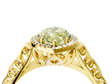 Yellow gold Fancy Yellow Marquise  Halo Diamond Engagement Ring with Intricate Filigree Band and Four-Prong Setting_4