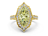 Yellow gold Fancy Yellow Marquise  Halo Diamond Engagement Ring with Milgrain Band and Four-Prong Setting_18