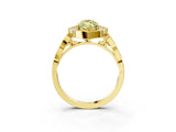 Yellow gold Fancy Yellow Marquise  Halo Diamond Engagement Ring with Milgrain Band and Four-Prong Setting_21
