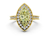 Yellow gold Fancy Yellow Marquise  Halo Diamond Engagement Ring with Milgrain Pave Band and Four-Prong Setting_12