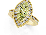 Yellow gold Fancy Yellow Marquise  Halo Diamond Engagement Ring with Milgrain Pave Band and Four-Prong Setting_136