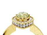 Yellow gold Fancy Yellow Marquise  Halo Diamond Engagement Ring with Milgrain Pave Band and Four-Prong Setting_139