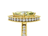 Yellow gold Fancy Yellow Marquise  Halo Diamond Engagement Ring with Milgrain Pave Band and Four-Prong Setting_140