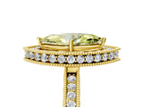 Yellow gold Fancy Yellow Marquise  Halo Diamond Engagement Ring with Milgrain Pave Band and Four-Prong Setting_17