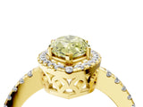 Yellow gold Fancy Yellow Marquise  Halo Diamond Engagement Ring with Pavé Band and Four-Prong Setting_121