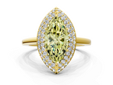 Yellow gold Fancy Yellow Marquise  Halo Diamond Engagement Ring with Solitaire Band and Four-Prong Setting