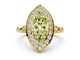 Yellow gold Fancy Yellow Marquise  Halo Diamond Engagement Ring with Twisted Band and Four-Prong Setting 1