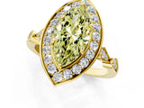 Yellow gold Fancy Yellow Marquise  Halo Diamond Engagement Ring with Twisted Band and Four-Prong Setting 2