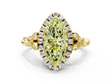 Yellow gold Fancy Yellow Marquise  Halo Diamond Engagement Ring with Vintage-Inspired Band and Four-Prong Setting_3
