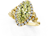 Yellow gold Fancy Yellow Marquise  Halo Diamond Engagement Ring with Vintage-Inspired Band and Four-Prong Setting_4