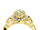 Yellow gold Fancy Yellow Marquise  Halo Diamond Engagement Ring with Vintage-Inspired Band and Four-Prong Setting_7