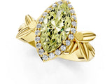 Yellow gold Fancy Yellow Marquise  Halo Diamond Floral Band with Four-Prong Setting_36