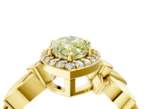Yellow gold Fancy Yellow Marquise  Halo Diamond Floral Band with Four-Prong Setting_39