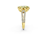 Yellow gold Fancy Yellow Marquise  Halo Diamond Floral Split Shank Engagement Ring 2