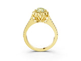 Yellow gold Fancy Yellow Marquise  Halo Diamond Floral Split Shank Engagement Ring 3