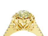 Yellow gold Fancy Yellow Marquise  Halo Diamond Floral Split Shank Engagement Ring 4