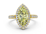 Yellow gold Fancy Yellow Marquise  Halo Diamond Pavé Band Ring with Prong Setting