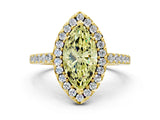 Yellow gold Fancy Yellow Marquise  Halo Diamond Pavé Solitaire Ring_61