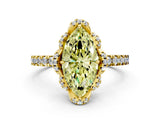 Yellow gold Fancy Yellow Marquise  Halo Diamond Pave Band Ring with Four-Prong Setting_15